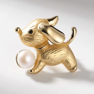 alloy imitation pearl dog cute brooch