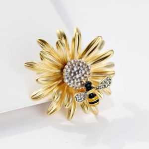 alloy rhinestone flower vintage brooch