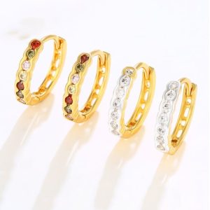 alloy color zirconium geometric minimalist huggie earring