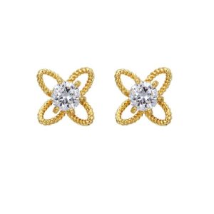 alloy cubic zirconia flower dainty stud earring