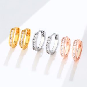 alloy cubic zirconia geometric minimalist huggie earring