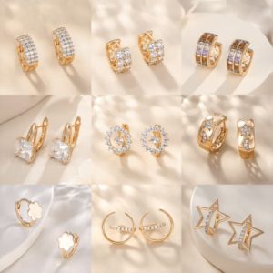 alloy cubic zirconia irregular minimalist stud earring