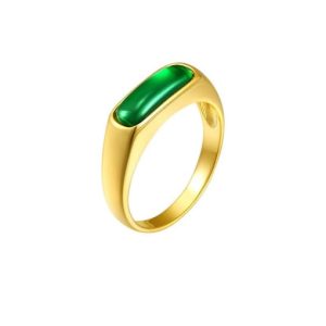 alloy emerald green geoetmric vintage band ring
