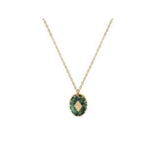 stainless steel natural stone vintage geometric  earring and necklace set