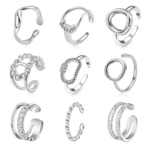 titanium steel geometric vintage band ring