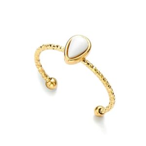 water drop natural stone simple open titanium steel ring