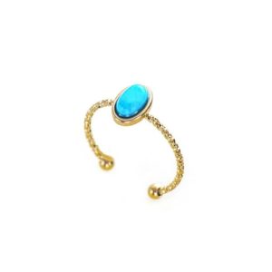 stainless steel retro turquoise personalized open ring