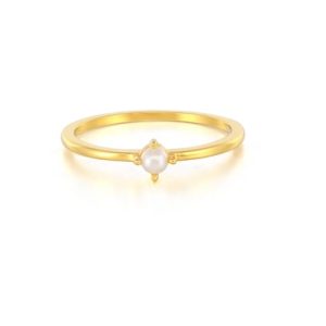 925 sterling silver imitation pearl geometric minimalist band ring