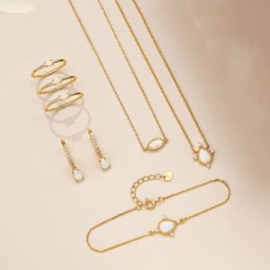 925 sterling silver opal geometric minimalist necklace