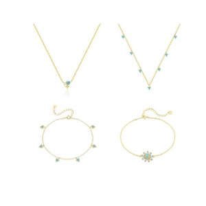 925 sterling silver turquoise geometric dainty necklace