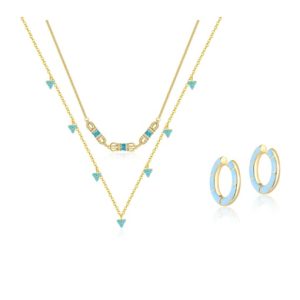 925 sterling silver turquoise minimalist geometric earring ring and necklace set