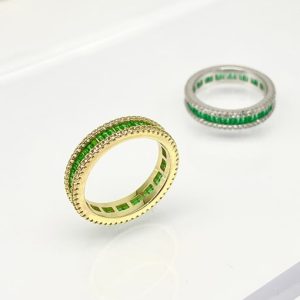 925 sterling silver cubic zirconia green minimalist multistone ring