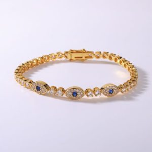 925 sterling silver cubic zirconia multi color evil eye minimalist charm bracelet