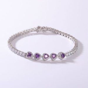 925 sterling silver cubic zirconia multi color minimalist charm bracelet