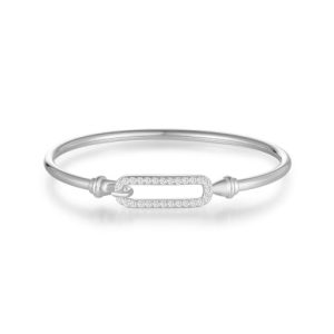 925 sterling silver cubic zirconia white minimalist band bangle