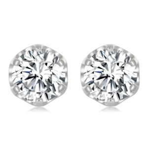 925 sterling silver cubic zirconia white minimalist stud earring
