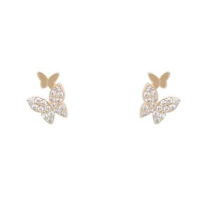 925 sterling silver cubic zirconia butterfly dainty stud earring