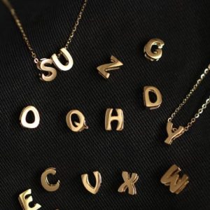 925 sterling silver minimalist letter pendant