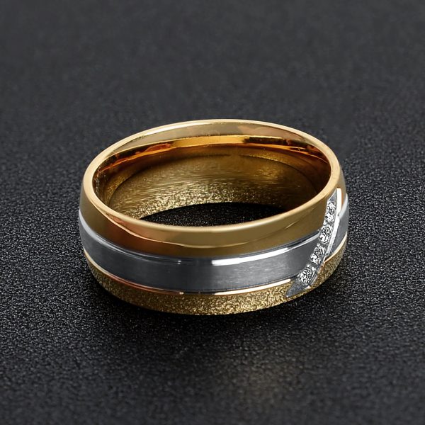ZRJ0030-18KGoldPlatedPolishedGroovePatternStainlessSteelRingWithCZAccents.jpg