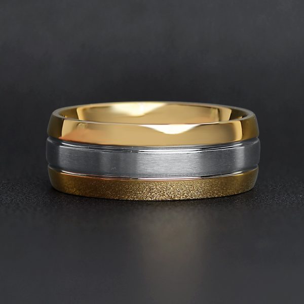 ZRJ0030-18KGoldPlatedPolishedGroovePatternStainlessSteelRingWithCZAccents_Black1.jpg