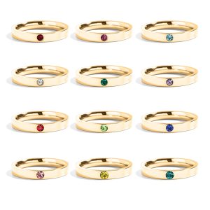 18K Gold PVD Stainless Steel Birthstone Engravable Stacking Ring / ZRJ1004