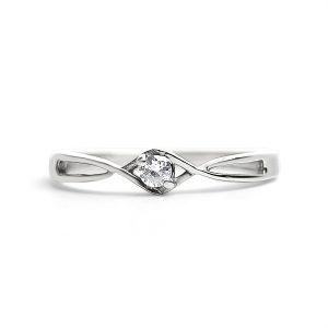 Stainless Steel Twisted Band CZ Accent Ring / ZRJ4137