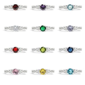 Stainless Steel CZ Stone Celtic Birthstone Ring / ZRJ4139