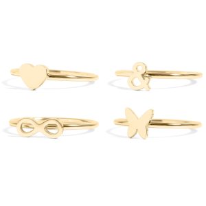 18K Gold PVD Stainless Steel Symbol Stacking Rings / ZRJ9023