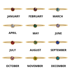 18K Gold PVD Stainless Steel Birthstone Stacking Ring / ZRJ1001