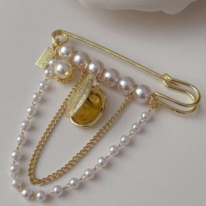 alloy imitation pearl geometric minimalist brooch
