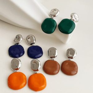 zinc alloy enamel geometric hip hop drop earring