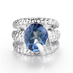 925 sterling silver natural stone geometric luxury stackable ring
