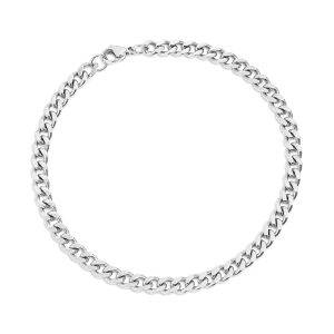 Stainless Steel Diamond Cut Curb Chain Bracelet or Anklet / BRJ9095