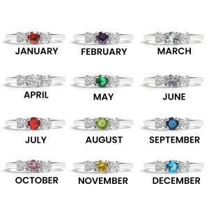 Stainless Steel Small CZ Accent Birthstone Ring / KSR0001