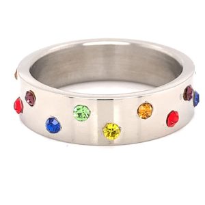 Rainbow CZ Stainless Steel Ring / RRJ2674
