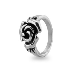 Stainless Steel Detailed Rose Ring / SCR4071