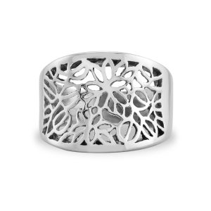 Detailed Patterned Cutout Stainless Steel Ring / SCR4073