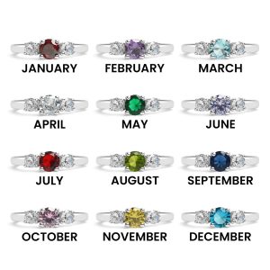 Stainless Steel CZ Accent Birthstone Ring / ZRJ4138
