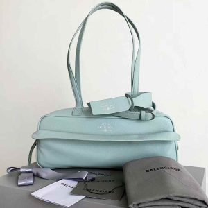 BALENCIAGA Women’s Carrie Bowling Bag  in Mineral Green